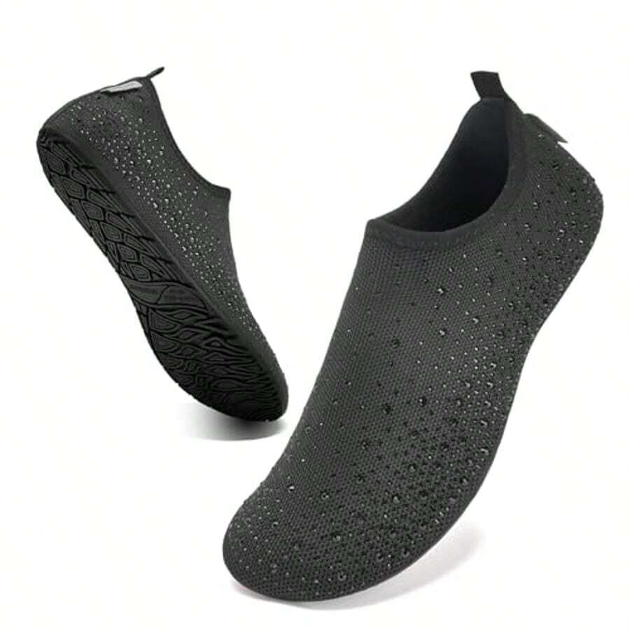 Water Shoes Barefoot Water Shoes,Women Flat Rhinestone Water Shoes,Beach Shoes,Travel House Slippers For Indoor And Outdoor Aqua Socks For Beach Swim Surf Yoga Dancing Camping Must Haves,Cruise Essentials,Sandals For Women - DiamondBlack - View 1