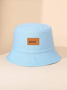 1顶儿童粉色渔夫帽，带有“迷你”爱心皮革贴片，适合休闲装扮和拍照 - 我 - 查看 9