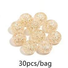 30 hạt/gói hạt acrylic lấp lánh pha lê, lỗ lớn 14mm, hạt rời tuyệt đẹp để làm trang sức, phụ kiện thủ công DIY làm băng đô cài tóc và dây đeo điện thoại, hiệu ứng ánh kim. - hạt - Xem 9