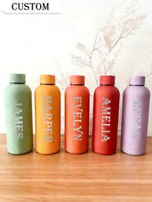 1件客製化雙層不鏽鋼咖啡杯/蘇打水瓶，運動保溫旅行杯，500ml/17oz 個性化姓名杯，多色可選，適合作為返校季、節日與生日禮物 - 彩色 - 查看 5