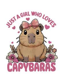 2 pièces Ensemble débardeur et short imprimé capybara, convient aux adolescentes, décontracté et à la mode, vêtements populaires appréciés des jeunes filles - Multicolore - Voir 2