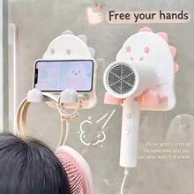 卡通造型吹风机壁挂支架，浴室卫生间手机架，无需钻孔 - 彩色 - 查看 4