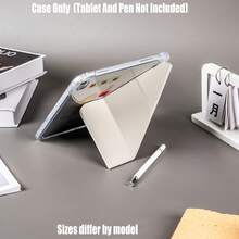 Y型折叠高透明亚克力平板电脑保护套，带笔槽。奶油蜜桃甜点杯设计。平板电脑保护套特点：Y型三折支架设计，智能休眠/唤醒，全方位保护，亲肤边框材质，气垫防摔边框，多角度支架，透明亚克力背板，内置笔槽，精准开孔，轻巧便携。 - 彩色 - 查看 7