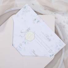 100pcs/Set 5x7 Inch Wedding Invitation Suit, Luxury Pre-Folded Vellum Paper Jacket, 115gsm Wedding Invitation Card, Transparent & Semi-Transparent Vellum Paper - A - View 9