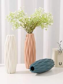 1pc Minimalist Decorative Vase, Suitable For Living Room, Bedside Table, Coffee Table, TV Cabinet, Delicate Plastic Vase, Creative Decorative Flower Vase, Simple And Fresh White Modern Nordic Style Home Decor - Multicolor - View 3