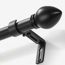 1 Thanh treo rèm chịu lực cao, có thể điều chỉnh, phù hợp với cửa sổ từ 36 - 148 inch, có đầu trang trí hình nón, bộ thanh treo rèm màu đen kèm giá đỡ, thích hợp cho rèm cửa sổ và phòng tắm, trang trí nhà cửa, rèm phòng ngủ, đường kính thanh treo rèm 1 inch. - Hình nón - Màu đen - Xem 3