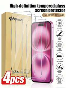 4pcs High Definition Tempered Glass Screen Protector, Scratch-Resistant, Waterproof, Dustproof, Anti-Fingerprint, Compatible With IPhone 7/8/X/XS/XR/11/12/13/14/15/16/16 Plus/16 Pro/16 Pro Max/16e17/17 Air/17 Pro/17 Pro Max/17/17 Air/17 Pro/17 Pro Max - Clear - View 25