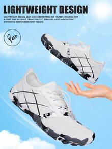 1 đôi giày đi nước buộc dây họa tiết hình học, giày thể thao ngoài trời mùa hè, giày đi chân trần - Đen và trắng - Xem 4