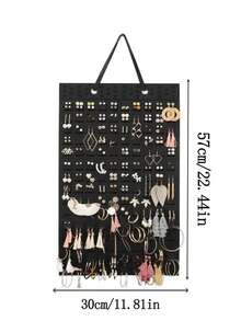 Extra Large 1 Piece Hanging Jewelry Storage Strap, Felt Earring Stand Holds 300 Pairs, Compact Design, Soft Material, Earring Stand Earring Display Hanging Storage Box For Women Girls - Multicolor - View 5