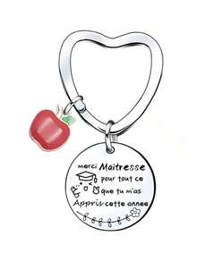 Personalized Teacher Keychain, Ideal Gift For Teachers, Graduation, Birthday, Christmas, Casual, Party, Street, Cute, Elegant Zinc Alloy Teacher's Day Gift - Silver - View 3