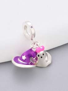 1 mặt dây chuyền hình bướm màu xanh dương đính đá Cubic Zirconia thời trang, quà tặng tự làm từ hạt đồng. - Bạc - Xem 9