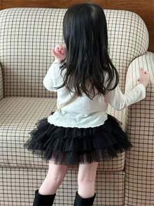 Chân váy ngắn voan cho bé gái, chân váy phồng kiểu bánh kem đa năng dành cho trẻ em. - màu đen - Xem 4