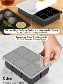 1pc/15-Cavity Silicone Ice Cube Tray With Spill-Proof Lid - Stackable, Dishwasher , Portable & Space-Saving, Suitable For Cocktails, Beverages, Outdoor Meals, Drink Cooling, Compact Storage, High-Quality Mold, Freezer Storage, Home Bartender - Multicolor - View 6