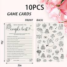 谁最了解这对新人？婚礼派对游戏卡片，黑色，新娘送礼会游戏卡片，婚礼订婚派对用品 - A - 查看 6