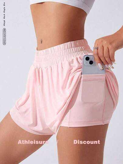 FWH Multi-Wear Sports Shorts With Pockets, Gym Yoga Studio Running Track, Commute Shopping Daily Going-Out, Hands-Free Super Convenient, Versatile Fashion Style