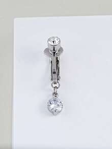 1 chiếc khuyên rốn giả màu bạc đính đá Cubic Zirconia, thích hợp cho nữ giới đeo hàng ngày, hẹn hò, dự lễ hội âm nhạc và tiệc tùng. - Bạc - Xem 3