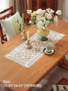 100% Polyester Embroidered Lace Table Runner, Tablecloth, Dresser Scarf, Suitable For Indoor/Outdoor, Kitchen, Living Room, Wedding, Party Decor, Multiple Sizes Available, All Season - White - View 15
