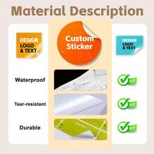 4-26cm individuelle wasserfeste Logo Aufkleber, personalisierte Foto Aufkleber, ausgestanzt, reißfest, klarer Druck, perfekt für Dekoration bei Hochzeiten, Geburtstagen, Jahrestagen, Brautduschen, Verlobungen, Geschäft und anderen Anlässen. Anwendbar auf Autos, Flaschen, Laptops, Fenster usw. Individuelle Geschäftslogo Aufkleber, personalisierte PVC Aufkleber - Quadrat - Übersicht 6