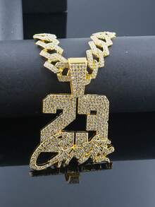 Collar con colgante de estrella y número 23 brillante para hombres, accesorios de collar de cadena cubana estilo hip hop - Collar colgante con el número 23 - Ver 7