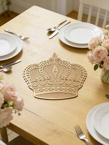 1/4/6pcs Faux Gold Crown PVC Placemats, Heat Insulation Non-Slip Table Mats For Hotel Restaurant Decoration, Suitable For Wedding Party, Christmas, Valentine's Day, Holiday Celebration, Picnic, Birthday Party - Multicolor - View 6