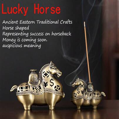 1 قطعة موقد بخور على شكل حصان قديم من السبائك المعدنية، يأتي مع 42 قرص بخور على شكل سحب مباركة، تصميم فريد على شكل حصان يرمز إلى البركة والميراث السعيد، موقد بخور متعدد الاستخدامات مناسب لبخور العود/المخروطي، مثالي لحفل الشاي والتأمل والنوم والحفلات المتخصصة وعيد الفطر والكريسماس وعيد الشكر، هدية مثالية للمنزل والمكتب والتخييم في الهواء الطلق، ديكور كلاسيكي