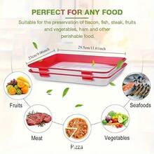 1 chiếc có thể xếp chồng lên nhau để tạo thành khay hút chân không giữ tươi, hộp giữ tươi trong tủ lạnh có nắp đậy và hộp giữ tươi thực phẩm đa năng. - Xem 11