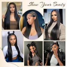 GABRIELLE 34, 36 Inch Straight Lace-Front Wigs, Human Hair, Pre-Plucked, 250% Density, Transparent Lace Front (13x4) 13x6 Human Hair Lace-Front Wigs, Ready To Wear, 6x4, 5x5, 9x6, 7x5, Glueless Human Hair Wigs, Pre-Cut Brazilian Hair, Concealed Strap, 360° Straight Full Lace-Front Human Hair Wigs With Invisible Drawstring, 15 Cm Short Pixie-Cut Human Hair Wigs, Natural Color, Natural Hairline - Natural Black - 查看 11