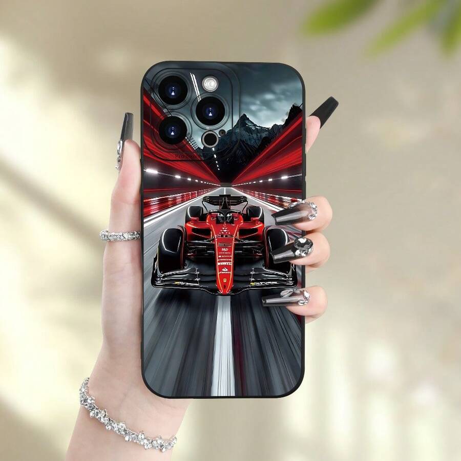 Phone Case - A Stylish And Trendy Matte Black Racing Sports Phone Case with a High-End Feel, Featuring a Cool Print. It'S Shockproof And Slip-Resistant, Suitable for 17, 17 Air, 17 Pro, 17 Pro Max, 16, 15, 14, 13, 12, 11 Pro Max, XS Max, X - Colores mixtos - Ver 1