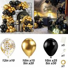 100Pcs Black Gold Balloon Graland Kit,Metallic Balloon And Gold Confetti Balloons For Wedding, Birthday,Graduation,Special Events Party Decoration. - Multicolor - View 10