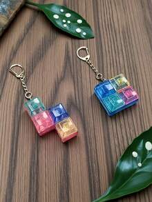 1个四键手指按压键盘钥匙扣，手指按压器，小巧精致，有效缓解焦虑，易于按压，可重复使用，适合日常携带 - 彩色 - 查看 2