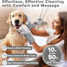 1 Pair Silicone Pet Grooming Gloves - Multi-Function Brush, Suitable For Bathing, Gentle Massage, Efficient Deshedding And Dematting - Multicolor - View 5