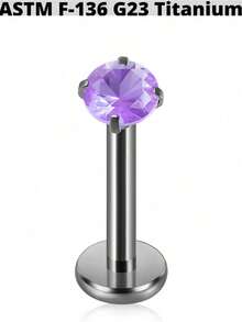 1pc G23 Titanium Internally Zirconia Threaded Lip/Cartilage/Tragus/Lobe Piercing Jewelry - Multicolor - View 16