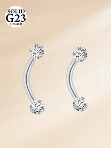 CIZME 2PCS 16G Titanium Alloy Curved Barbell Eyebrow Tragus G23 Helix Ear Belly Lip Ring Body Piercing Jewelry 8mm 10mm - Silver - View 9