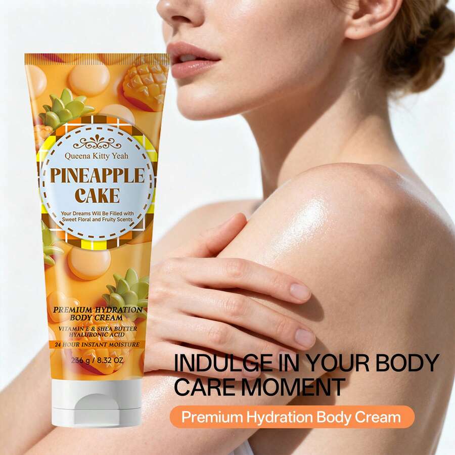 236毫升菠萝蛋糕美白身体乳，持久留香，保湿滋养，改善粗糙肌肤，全身保湿霜，学生适用，小众香氛，深层滋养，修护干燥，清爽不油腻 - 鳳梨口味身體乳 - 查看 1