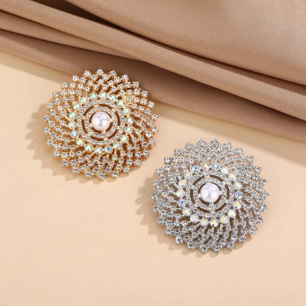 1 pieza Broche de perla vintage elegante y lujoso, broche de aleación antideslizante personalizado para decoración de traje