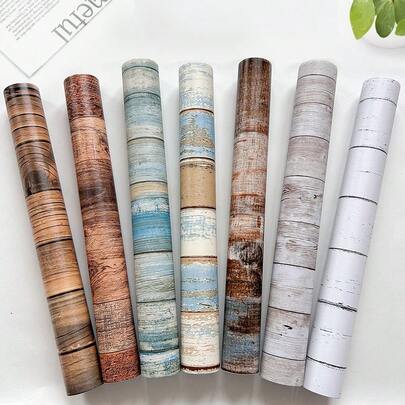 1 لفة من ورق الحائط اللاصق ذاتي اللصق بنقشة الخشب الرجعية / مقاوم للماء وقابل للإزالة / ورق حائط لاصق / غرفة النوم / غرفة المعيشة / ديكور جدران المطبخ / خزانة / طاولة قهوة / تجديد الأثاث / ديكور منزلي DIY 17.7 * 118.11 بوصة