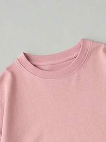 Camiseta de manga corta holgada con estampado abstracto retro del sol para hombre - Rosa - Ver 3