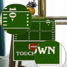 1pc Polyester Football Field Table Runner, American Football Sports Theme Decoration For Boys Birthday Party, Kitchen, Dining Room, Home Decor - Green - View 5