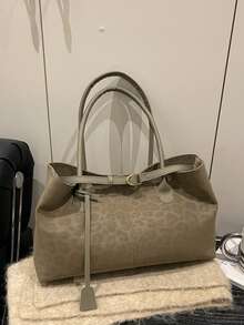 New Versatile Commuter Bag, Leopard Print Stylish Large Capacity Tote Bag, Fashionable High-Sense Handbag & Shoulder Bag - Green - View 1