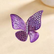 1枚优雅精致的紫色蝴蝶胸针，适合女性日常、派对、西装、连衣裙、母亲节、情人节、节日礼物等场合佩戴。 - 紫色 - 查看 2