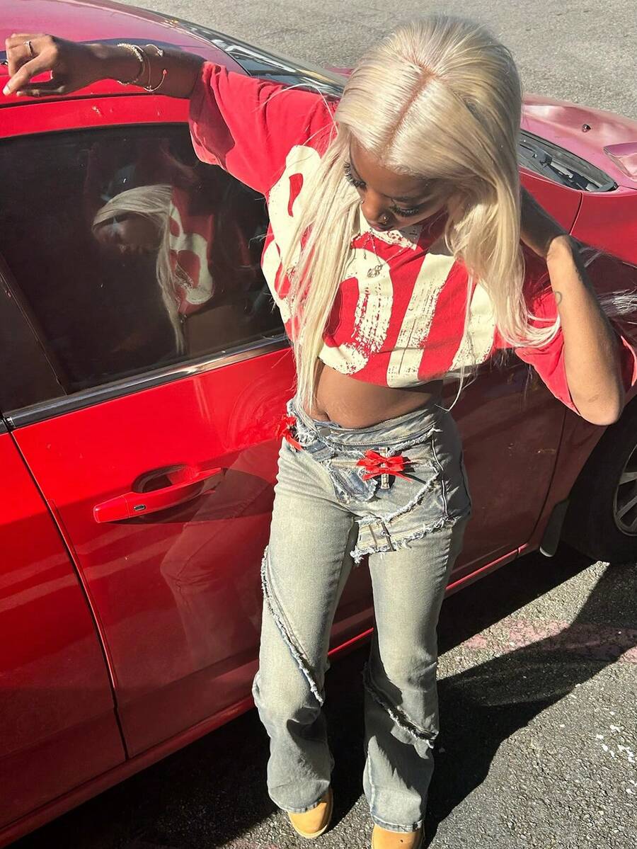 Oversized Cropped "850 SIMWON ARCHIVE" Distressed Graphic T-Shirt, Vintage Washed Red Cotton Fabric, Unisex Loose Boxy Fit Casual Short Sleeve Streetwear Top - 紅色 - 查看 1