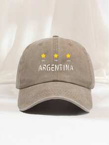 1顶“ARGENTINA”星形印花男女通用棒球帽，休闲棒球帽，可调节后扣，团队棒球帽，卡车帽，适合日常出行、团队建设、野餐、露营、徒步旅行、旅游和度假 - 多色 - 查看 4
