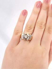 1 chiếc nhẫn nữ kiểu dáng retro sáng bóng, đính đá Cubic Zirconia tổng hợp, thích hợp cho tiệc tùng hoặc kỷ niệm, làm quà tặng sang trọng. - nhẫn - Xem 2