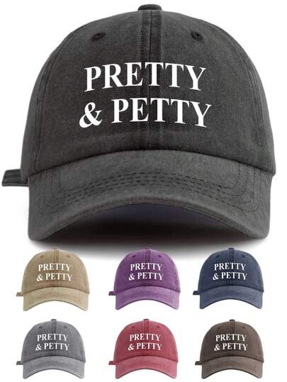 1 Mũ lưỡi trai bóng chày cổ điển unisex in hình "PRETTY & PETTY" có nhiều màu sắc - Chất liệu mềm mại, có thể điều chỉnh, kiểu mũ "dad hat" dành cho cô gái cá tính và quà tặng cho bạn thân - Mũ dành cho nữ, mũ đi biển, mũ chống nắng unisex, mũ chống nắng ngoài trời, mũ đội hàng ngày, mũ lưỡi trai bóng chày đi biển, mũ thể thao thường ngày, mũ lưỡi trai có thể điều chỉnh, mũ phong cách đường phố