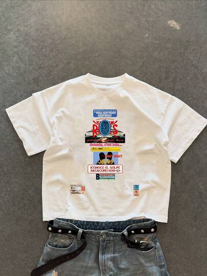 Herren Sommer Neue Mode Hip-Hop Slogan Muster Kurzarm T-Shirt