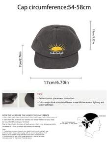 1pc Sunrise Pattern Letter Embroidered Flat Brim Wide Brim Baseball Cap, Spring/Summer Outing, Face-Slimming, Casual Hip Hop Snapback Hat, Sun Protection - Multicolor - View 12