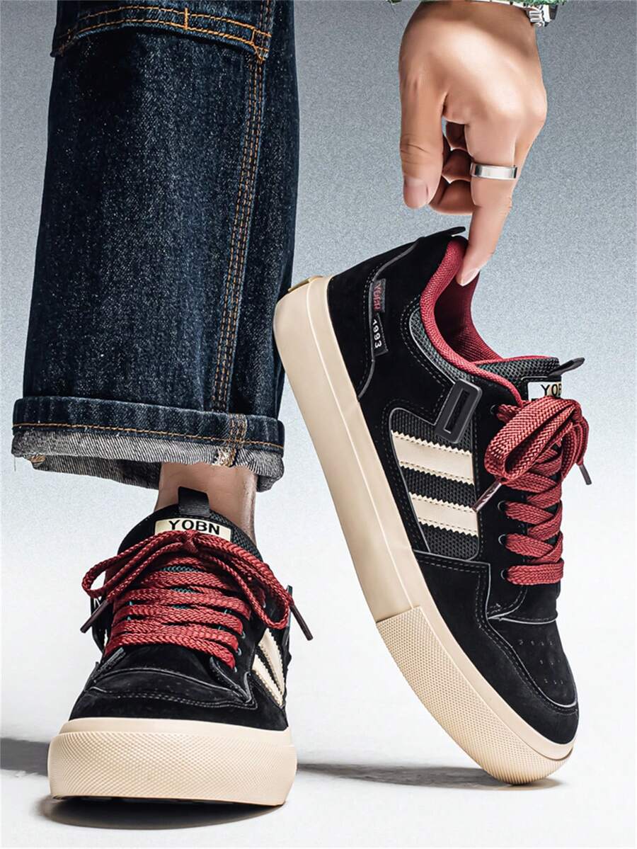 男士休闲帆布鞋，春季新款学生厚底多功能运动休闲鞋 - 紅色 - 查看 1