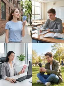 1pc Cute Mini Portable Handheld Electric Fan, Built-In 500mAh Rechargeable Battery, Lightweight Handheld Cooling Fan, Suitable As Bridesmaid, Mother's Day, Graduation Gift, Compact Design For Daily Use - Mini Fan - View 4