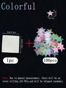 100入螢光星星牆貼，樹脂自黏式太空主題貼紙，裝飾藝術風，可重複使用於多種表面，發光亮面，適用客廳、臥室、天花板、兒童房牆面裝飾，可移除壁紙，C - 多色 - 查看 17