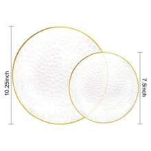 Transparent Hammered Texture Plate Set, Gold Rim Premium Dessert Plates 7.5"/10.25", Suitable For Various Themed Events, Parties, Birthdays, Weddings, New Year, Valentine's Day, Easter, Etc. - Clear - View 8